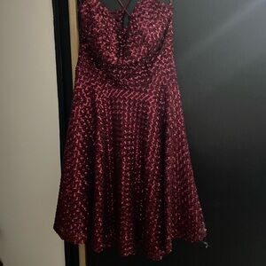 Red Sequin Flow Hoco Dress